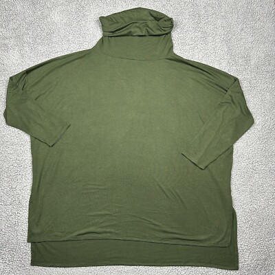 Zenana Shirt Womens 2X Long Sleeve Turtle Neck Lightweight Tee Oversized Green