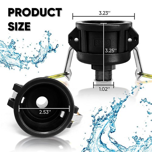 275 330 Gallon IBC Tote Water Tank Drain Adapter 2"Cam Lock for Garden Hose 3/4"