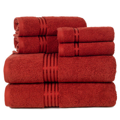 6Pc Cotton Towel Set Wash Clothes Hand Bath Towels Bathroom Accessories