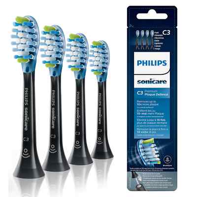 New 4-Pack Genuine Philips C3 Premium Plaque Control Brush Heads Black