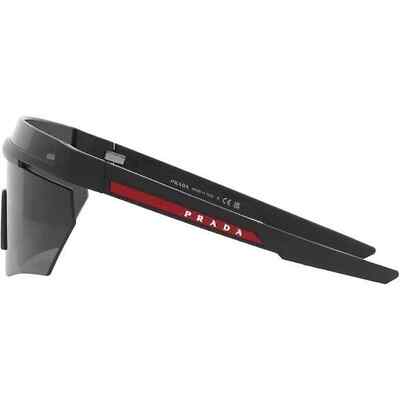 Pre-owned Prada Linea Rossa Ps 01ys 1bo06f Matte Black Dark Grey Lens Shield Sunglasses In Gray