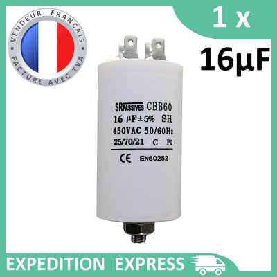Capacitor Engine 16µF 16uF 450V To Thimbles + Screw CBB60 start-up/Permanent