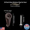 Qjaiune 20 Pack Glass Window Clips Brown Retainer Clips, Glass Door Holder Cabinet Panel Bracket Screen Fixing Clips, Glass Door Retainer Kit Mirror Hanging Hardware for Vanity Mirror Window Screen