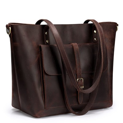 Women Vintage Genuine Leather Tote Bag Large Shoulder Purse Work Handbag