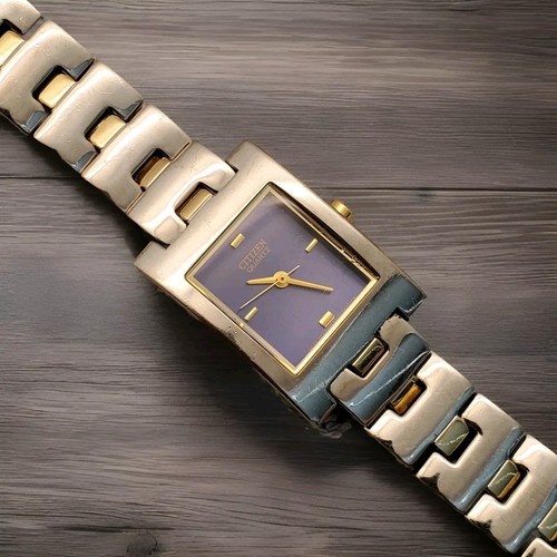 Citizen 5930-S99051 QUARTZ Watch SILVER TONE BLUE GOLD DIAL