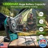 Portable Rechargeable Fan, 12000mAh Cordless Battery Powered Camping Tent Fans with LED Lantern, Small USB C Operated Outdoor Ventilador for Travel Camp Fishing Picnic Bedroom Power Outage Emergency