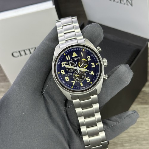 Pre-owned Citizen New✅titanium✅  Eco-drive Garrison Blue Number Dial Men's Watch At2480-57l