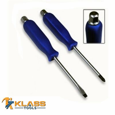 2 Piece Hammer Head Screw Driver Set with Metal Strike Zone by KlassTools