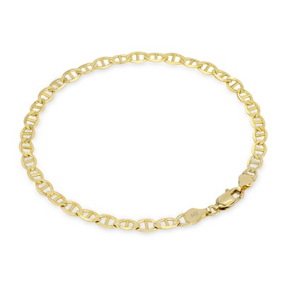 Pre-owned Nuragold 14k Yellow Gold Solid 5mm Womens Mariner Anchor Flat Link Chain Bracelet 7"