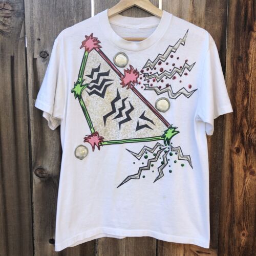 VTG 90s Medium Single Stitch T-shirt Glitter Puff Paint VTG 90s Medium Single Stitch T-shirt Glitter Puff Paint