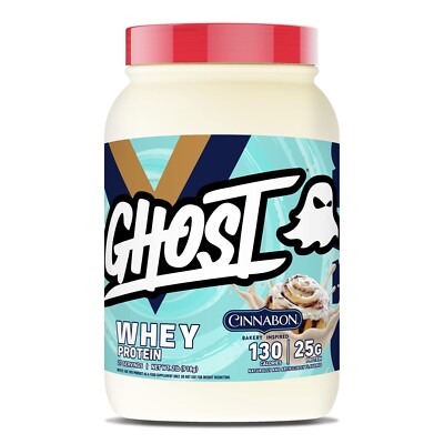 GHOST Whey Protein Powder, Cinnabon - 2LB Tub, 25G of Protein - Cinnamon Roll Fl