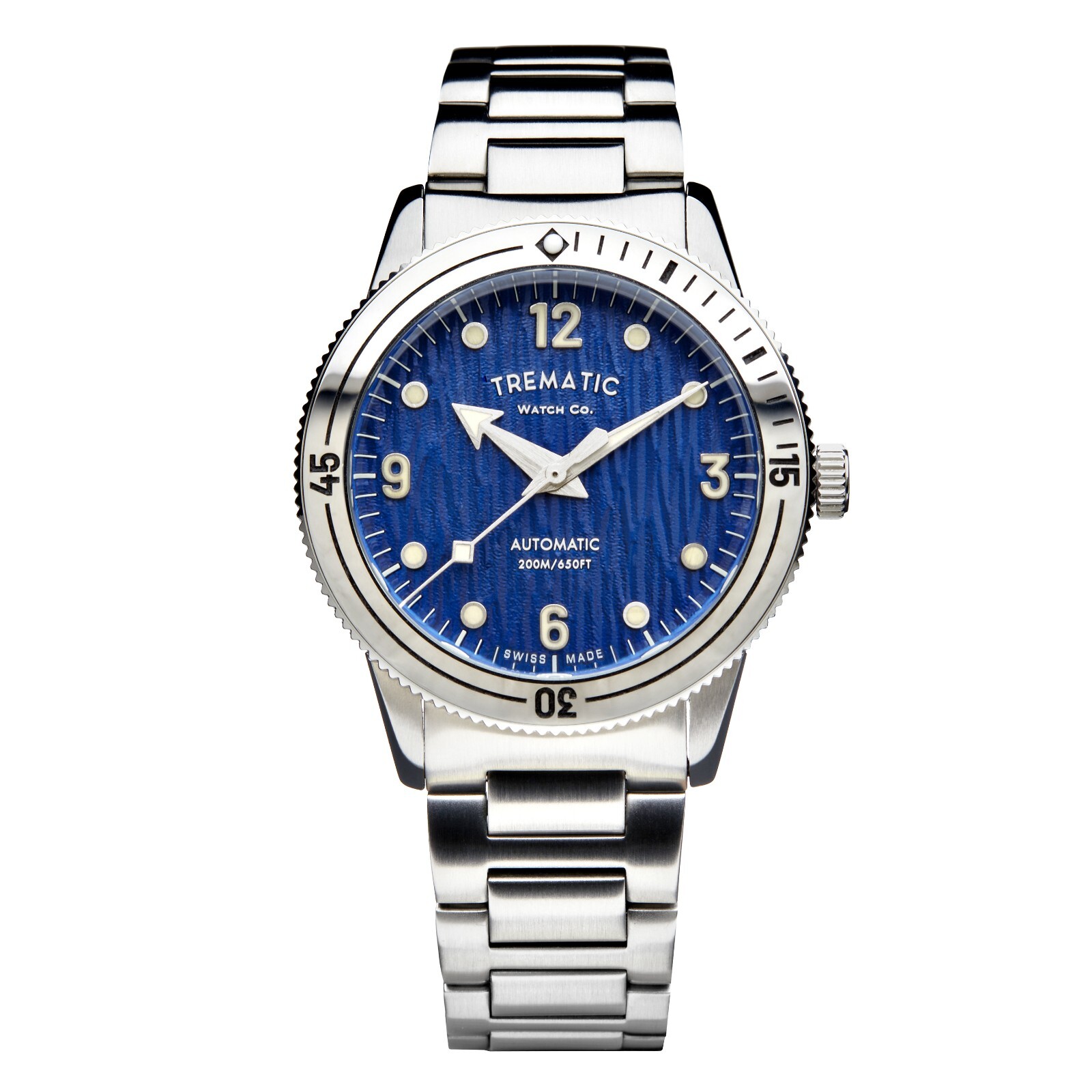 Pre-owned Trematic Men 'ac 14' Blue Dial Stainless Steel Bracelet Automatic Watch 141513