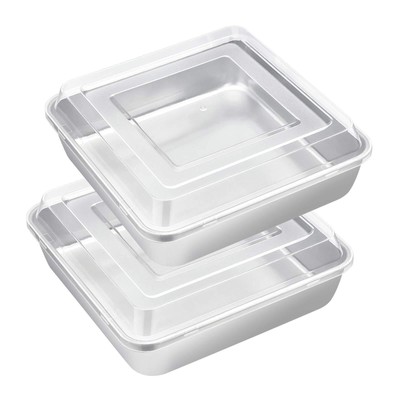 E-far 8 x 8-Inch Baking Pan with lid Square Cake Brownie Baking Pans Stainles...