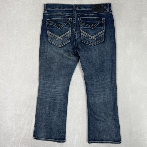 90s USA製 HAZMAT デニム XL ブルー TK Axel Jeans Mens 36x30 Vintage Boot Cut Stretch Medium