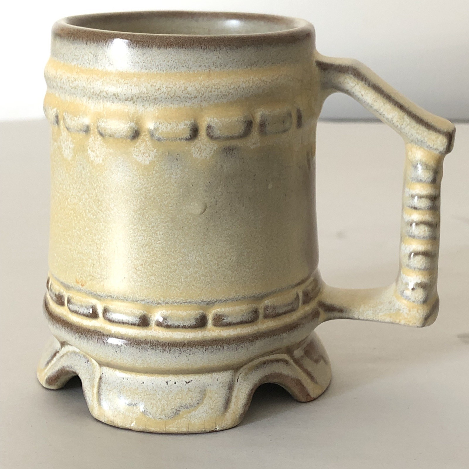 3 Frankoma Mugs Stein M1 Footed Desert Gold Vintage