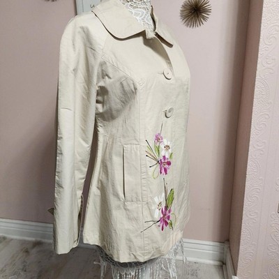 Live a Little adorable coat tan with painted flowers M love this so much