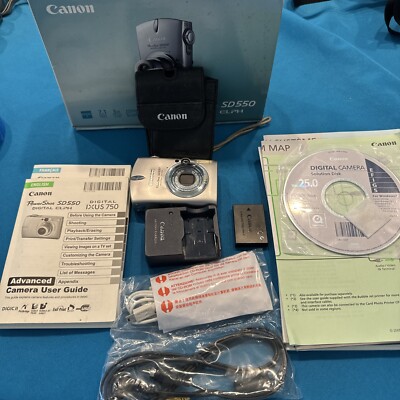 Canon PowerShot SD550 Elph Digital Camera 7.1mp IN BOX w/extras Bundle
