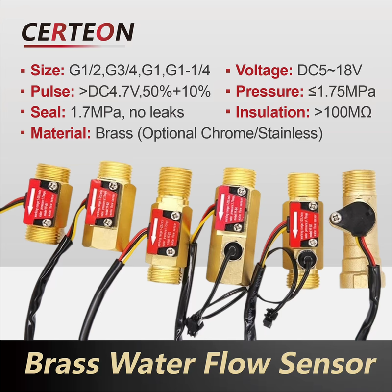 Brass Water Flow Sensor Hall Effect YF-B1 B2 B3 B4 B5 B6 B7 B8 B9 B10 DN32-T HVA
