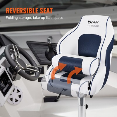VEVOR Boat Seat Flip-up Seat Bolster Captain Bucket Seat Fishing Pontoon 1 pc