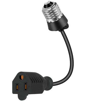 Light Socket to Plug Adapter 8.46 Inch Light Bulb E26/E27 Outlet Socket to 3 ...