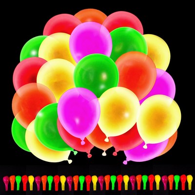 Neon Balloons, Glow in the Dark Party Supplies, 160pcs, 12 Inches, 5 Colors, ...
