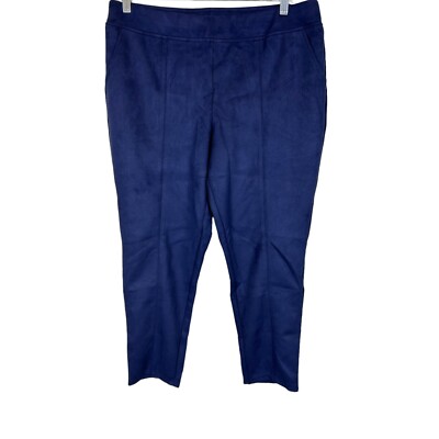 Linea by Louis Dell'Olio Petite Faux Suede Pull-On Pants Solid Navy Size 16P