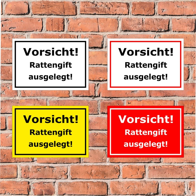 Schild Vorsicht Rattengift Ausgelegt! - In 4 GrÃ¶ÃEn - S00100-146