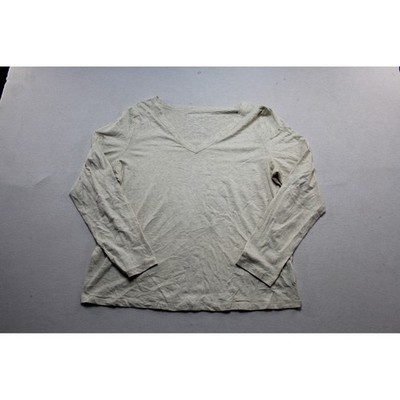 Candace Cameron Bure V-Neck Top Women Medium Beige Excellent Long Sleeve Heather