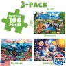 BenBen Puzzles for Kids Ages 4-6, 3 Pack 100 Pieces Puzzles for Toddlers 3-5 (Dinosaurs, Outer Space, Ocean Life), Learning and Educational Games for Kids 6-8, Toys for Boys Girls