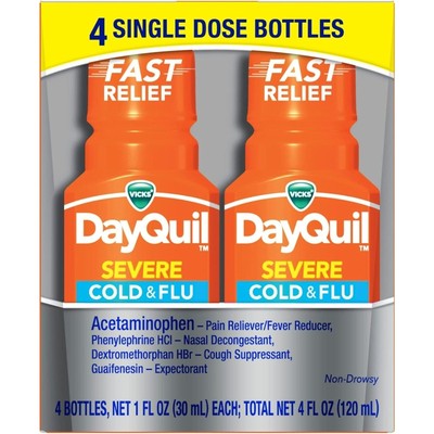 Vicks | DayQuil | Severe Shots | Cold & Flu | Daytime Relief | 4 pk