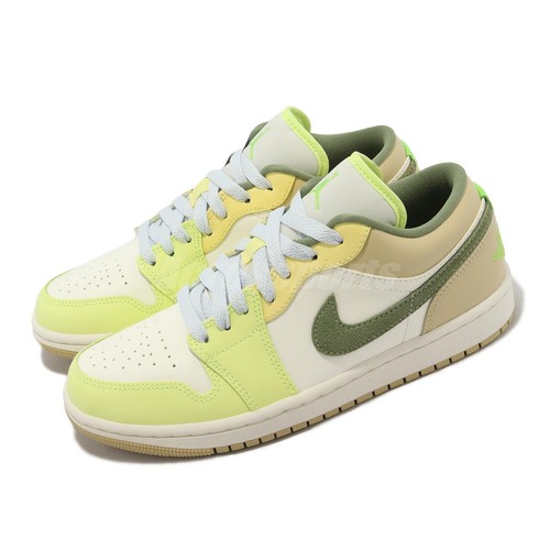 Женские повседневные кроссовки Nike Wmns Air Jordan 1 Low Sail White Lime Green AJ1 FD9906-131