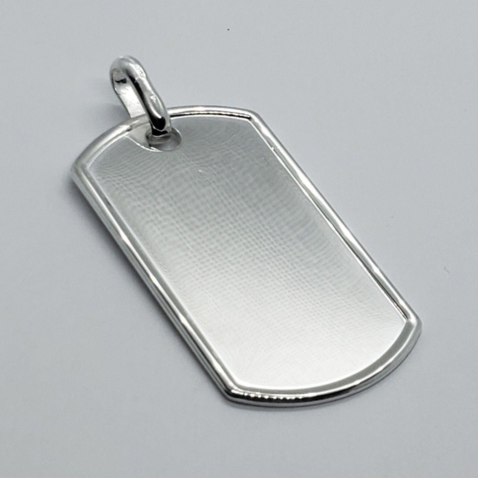 2 inch full size Sterling Silver Raised Border Dog Tag