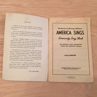 America Sings Community Song Book Edited by Hugo Frey - Robbins Music Corp 1935