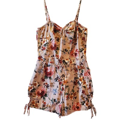Beach Bash! by Art & Tatyana Shorts Romper Spaghetti Strap Zip Floral Women Sz M