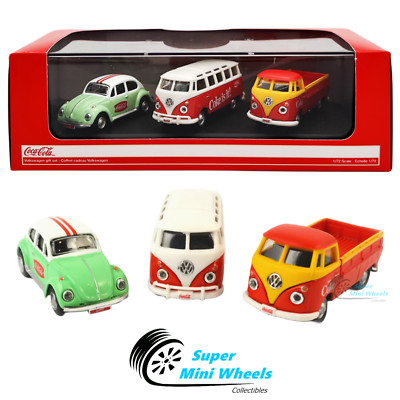 Motor City Classics 1:72 Coca-Cola Volkswagen Gift Set (Samba, Beetle,T1 )