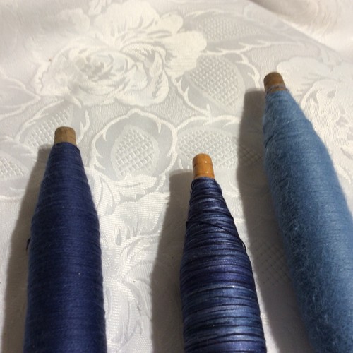 Antique Wood Wooden Tall Bobbin Spools Lot of 3