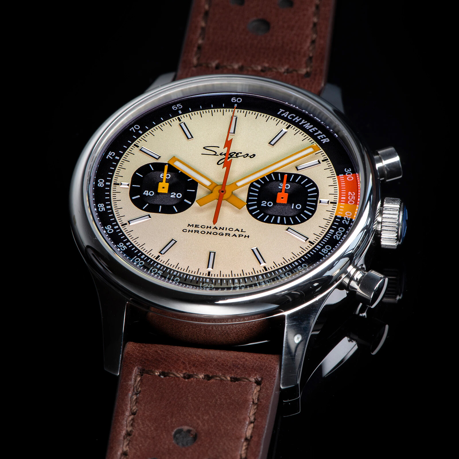 Pre-owned Sugess Swan Neck X Exhibition Case Back Chrono Mens Watch Seagull 1963 Suchp005z