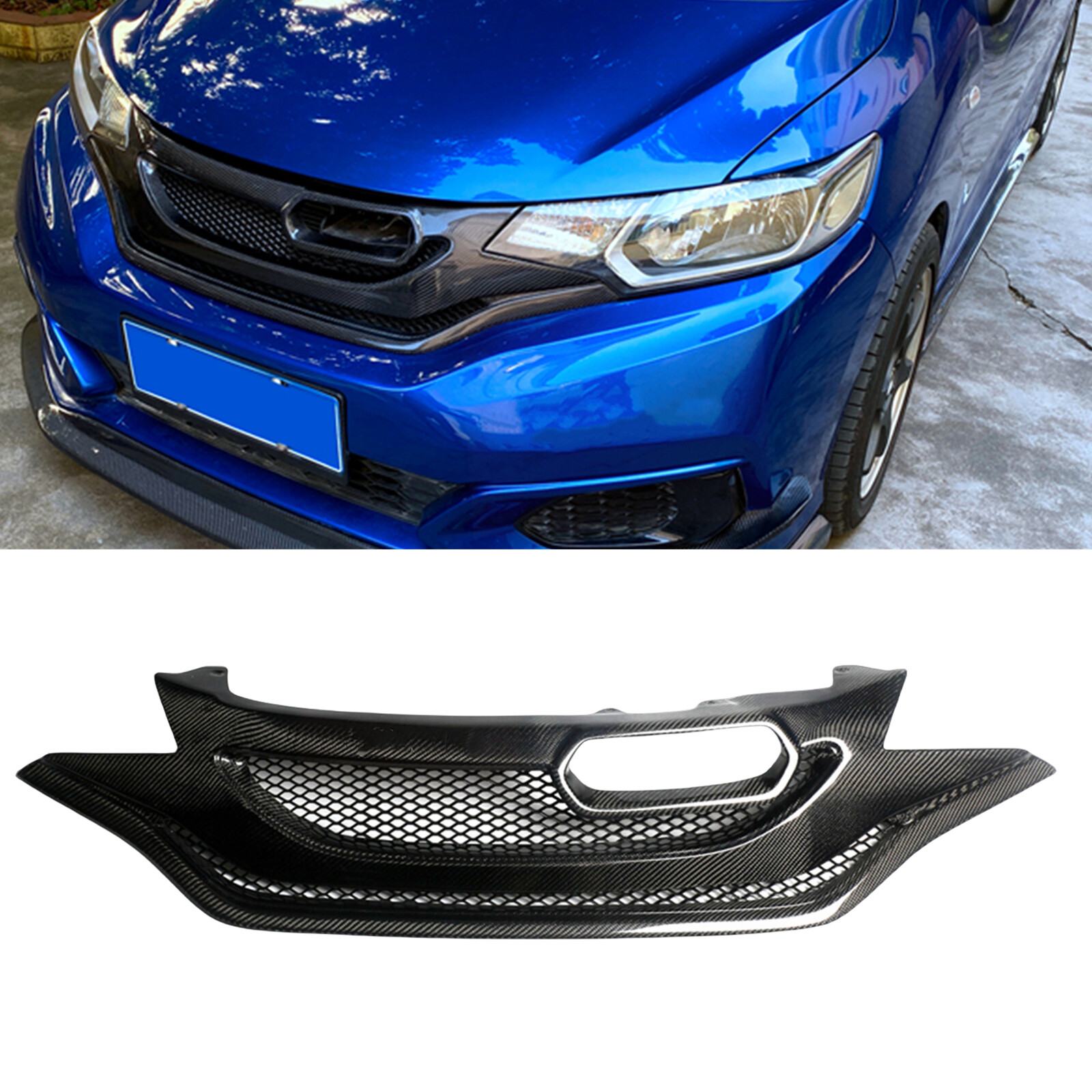Carbon Fiber Front Bumper Grille Mesh Grill Fit For Honda Fit GK5