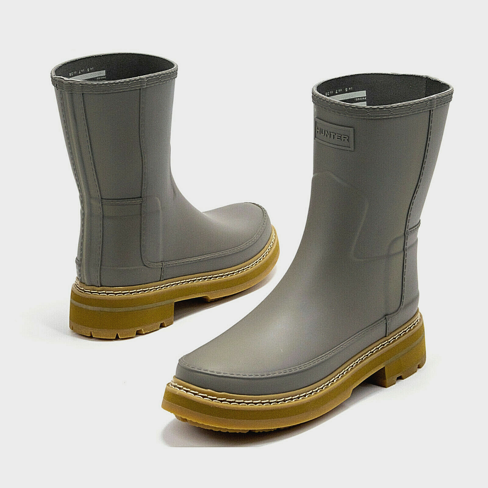 

Женские резиновые сапоги Hunter с изысканной строчкой, модные резиновые сапоги, НОВИНКА, Серый, Refined