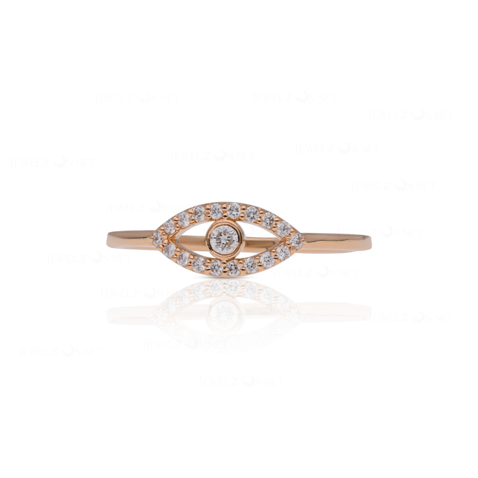 Pre-owned J.o.n 14k Yellow Gold Natural Pave Diamond Evil Eye Design Ring Fine Handmade Jewelry In White