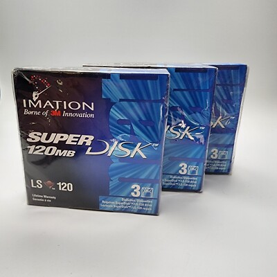 Lot of 3- 3M Imation LS-120 SUPER 120MB DISKETTES 3-Pack NOS Made In USA   