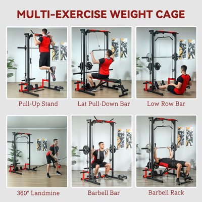 Soozier Smith Machine, Multi-Function Power Cage with Lat Pull Down System