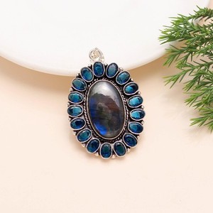 Labradorite, Tanzanite Gemstone 925 Sterling Silver Jewelry Boho Pendant