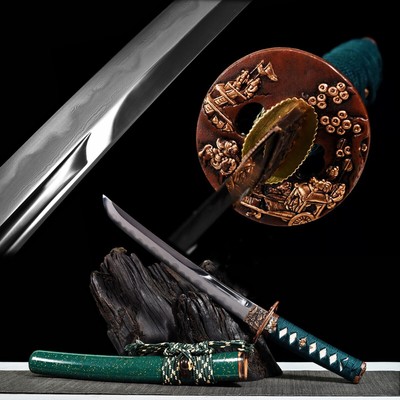 22'High Grade Tanto Clay Tempered Folded T10 Steel Mini Katana Knife Short Sword