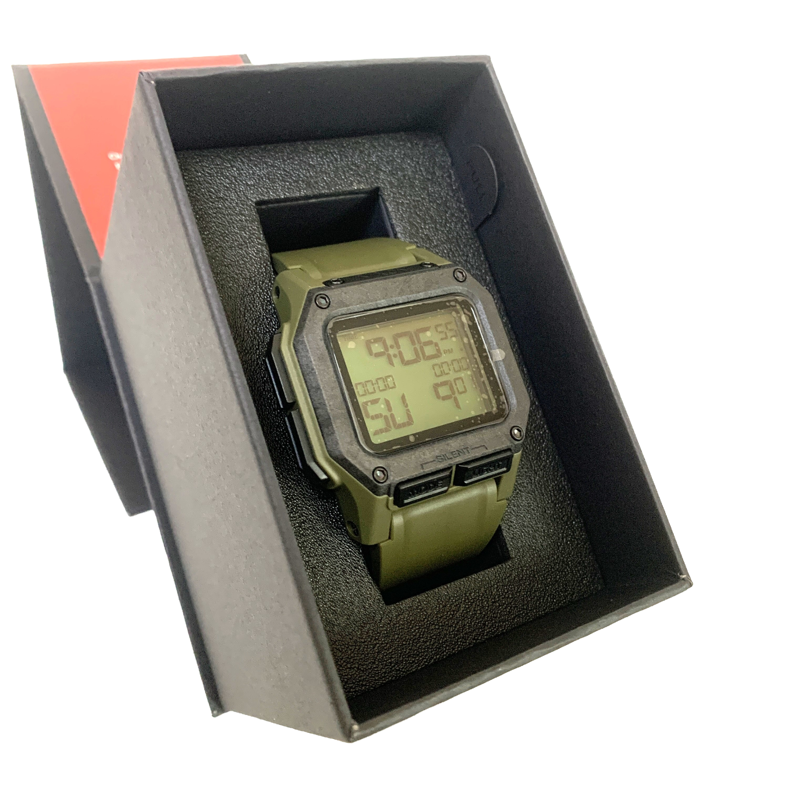 Pre-owned Nixon Regulus Men's Digital Watch Qz Military Army Green Resin Silicone Band