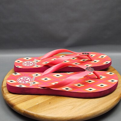 Tory Burch Isido Flip Flops Womens Size 9 Pink Purple Sandals Slip On Sandals
