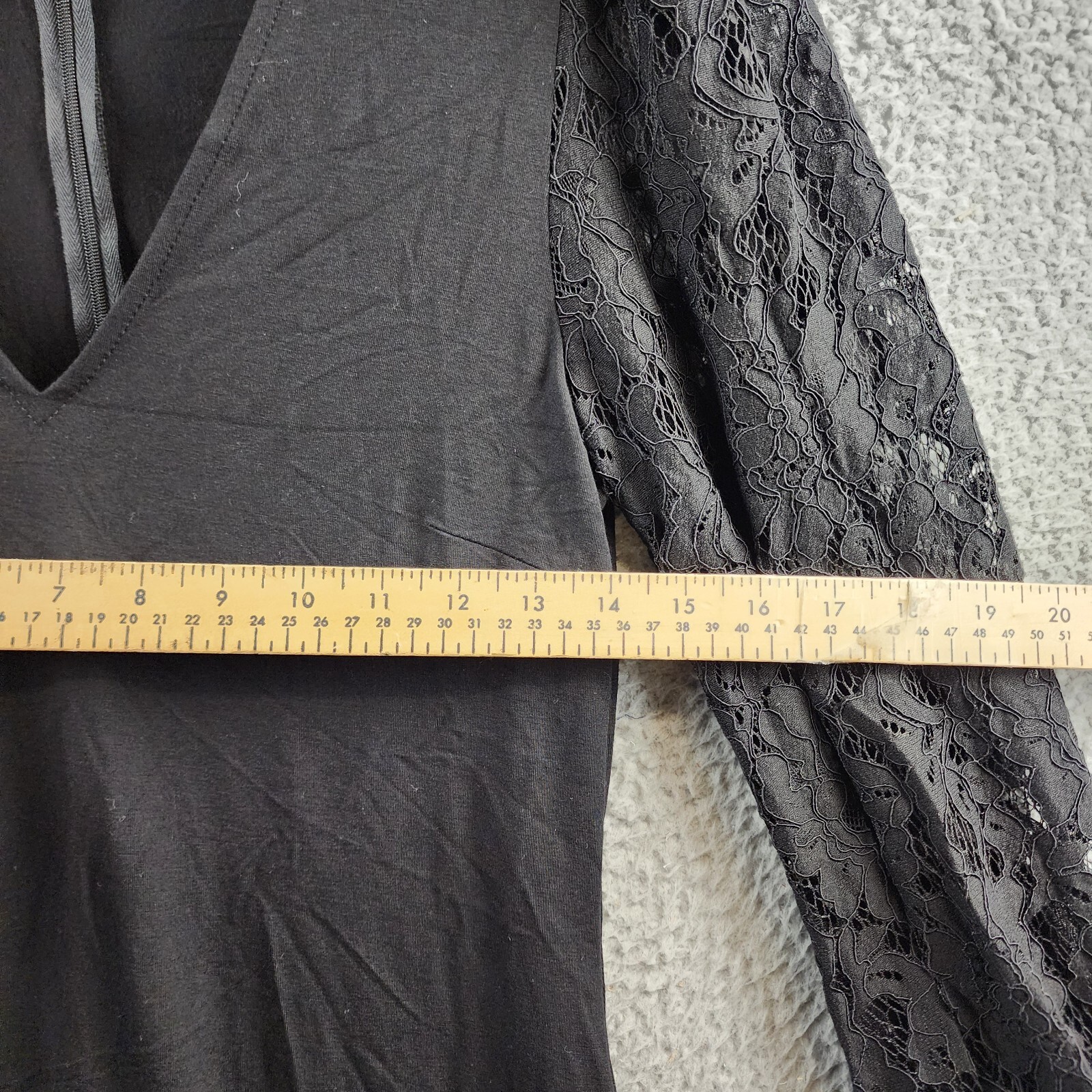 Karen Kane Lace Sleeve Dress Women's S Black Solid V-Neck Back Zip Closure - Picture 6 of 12