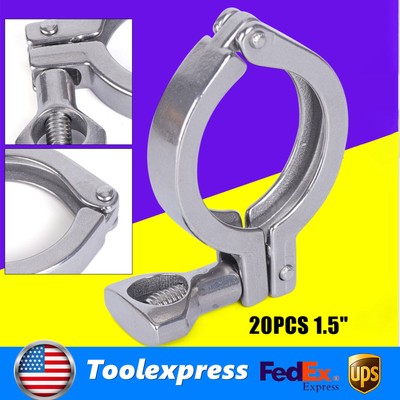 20pcs 1.5'' Tri Clamp Clover Sanitary Fits 50.5MM OD Ferrule 304 Stainless Steel