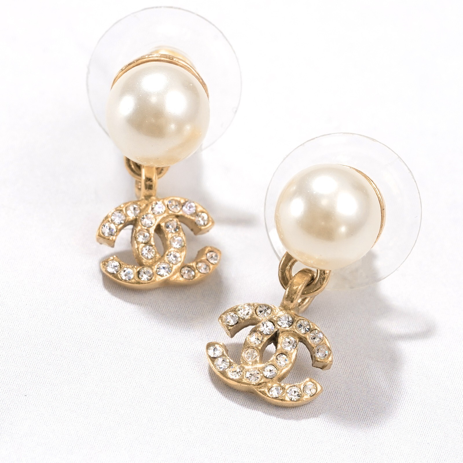 Authentic CHANEL Coco Mark Pearl and Rhinestone Piercing
