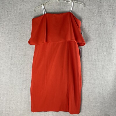 Donna Morgan Dress Womens 14 Red Strapless Drape Top Knee Length NWT